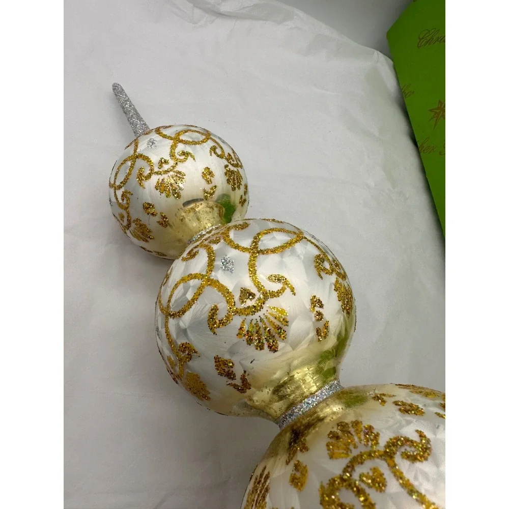 Christopher Radko White‎ Fascination Finial Tree Topper 1012614 16.5
